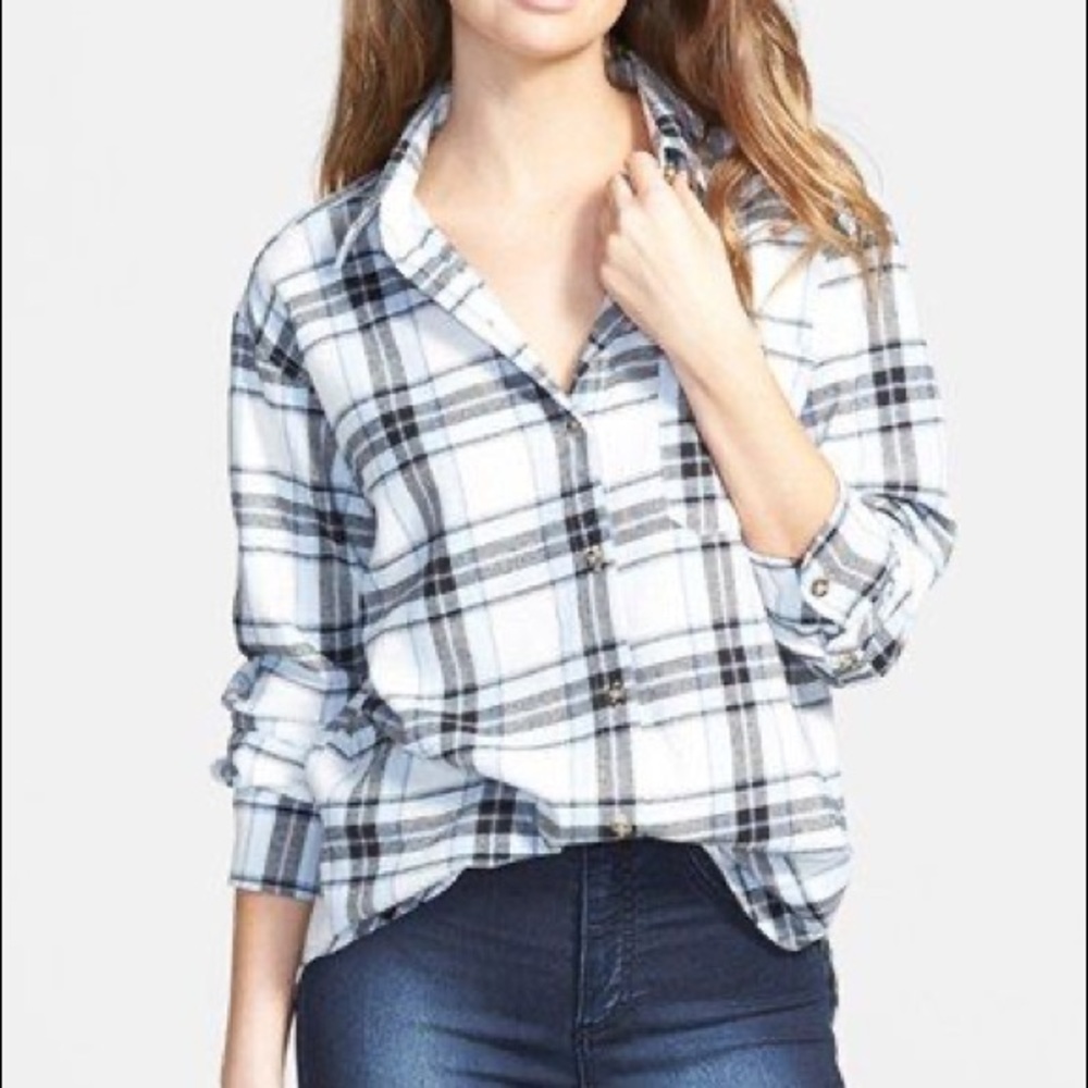 Mimi Chica Plaid Cotton Flannel Shirt